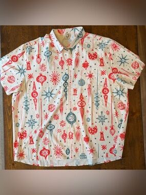 Men's Hardaddy Holiday Ornament Print Shirt. Size 4XL